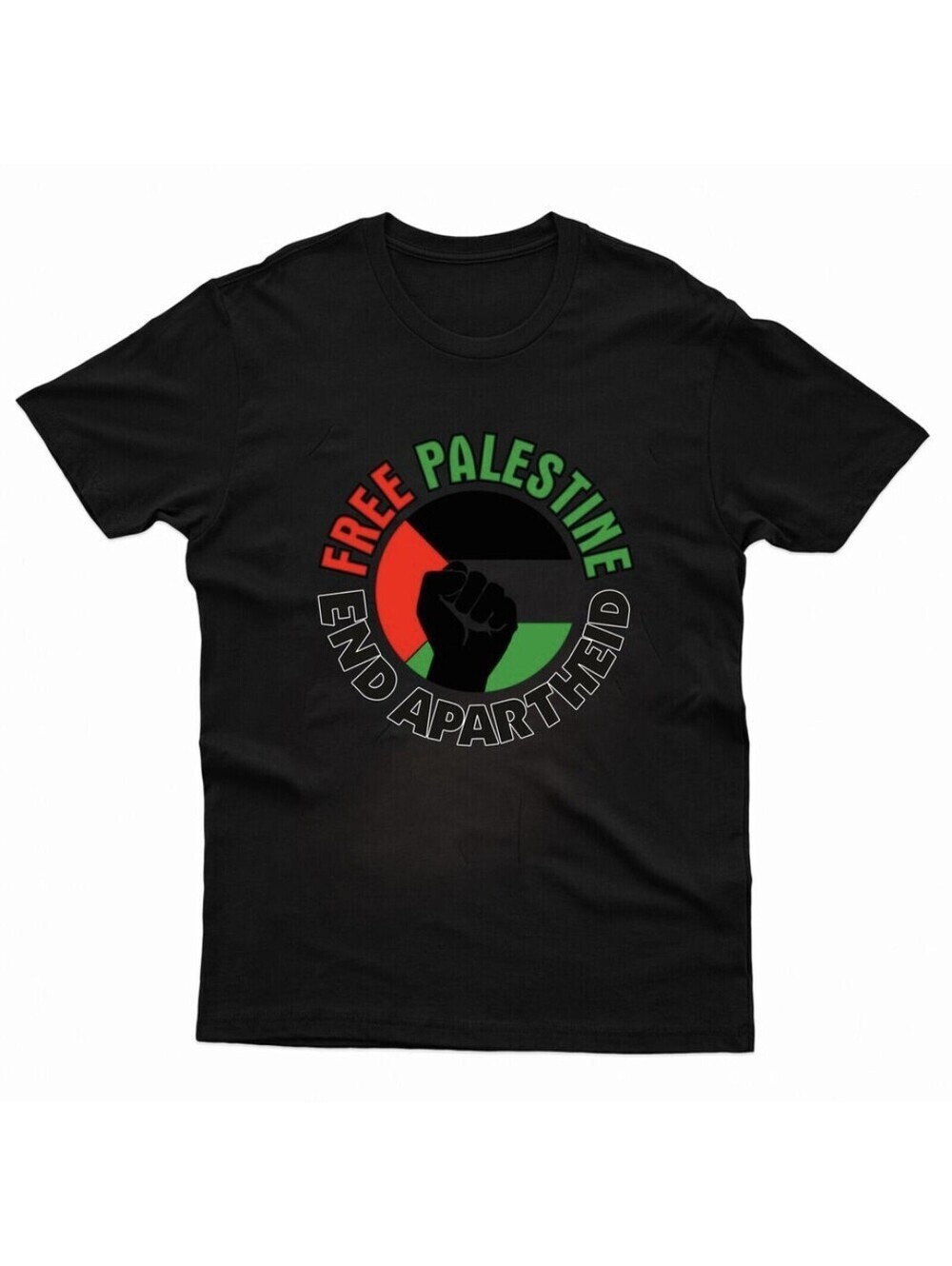 Free Palestine End Apartheid Black Graphic Tee + Pin S/L - Picture 2 of 9